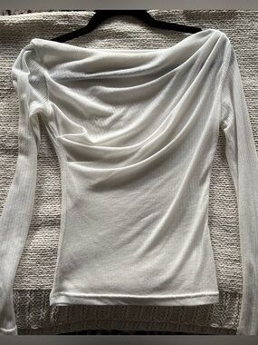 Boat neck Ribbed long sleeve